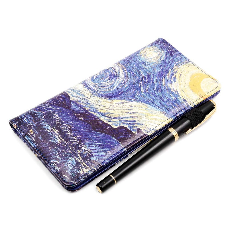 menesia Checkbook Cover for Men & Women RFID Leather Check Book Holder Wallet(Blue Starry) - Image 5